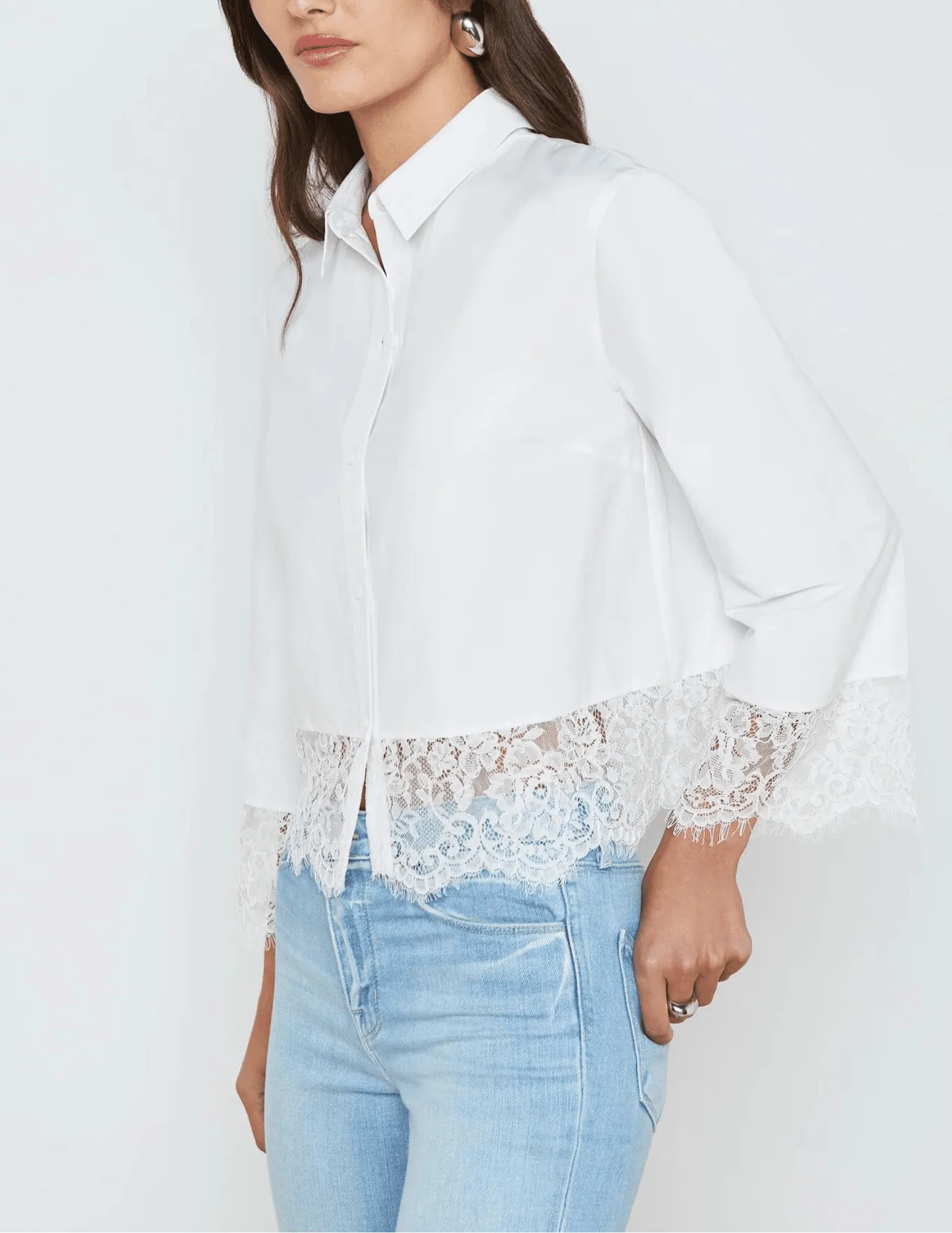 L'Agence Levo Lace Trim Shirt