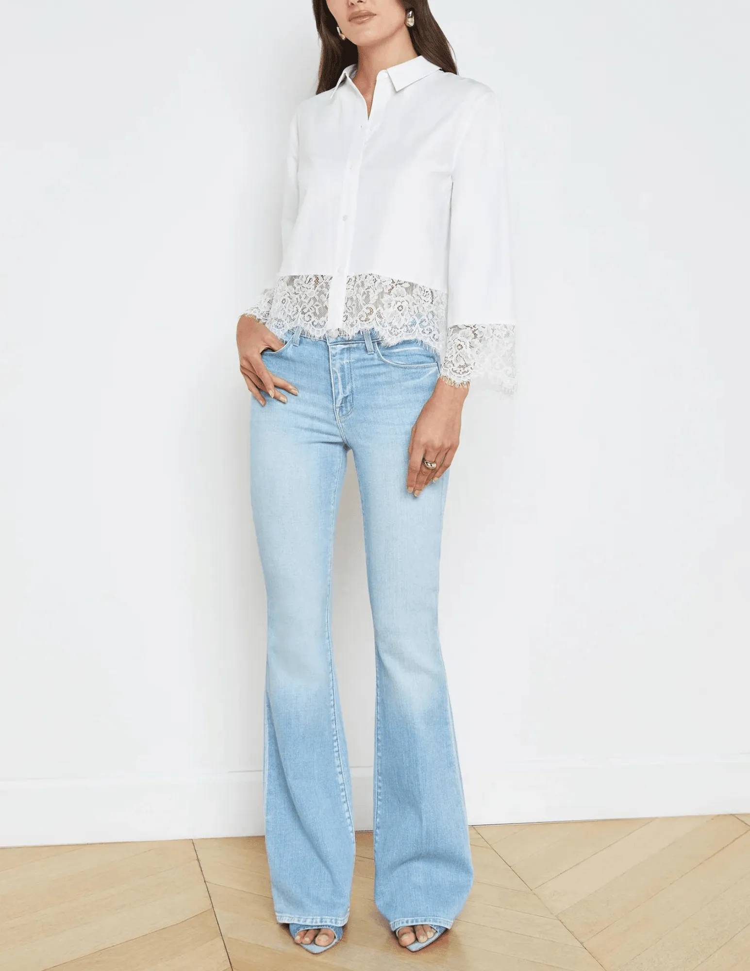 L'Agence Levo Lace Trim Shirt