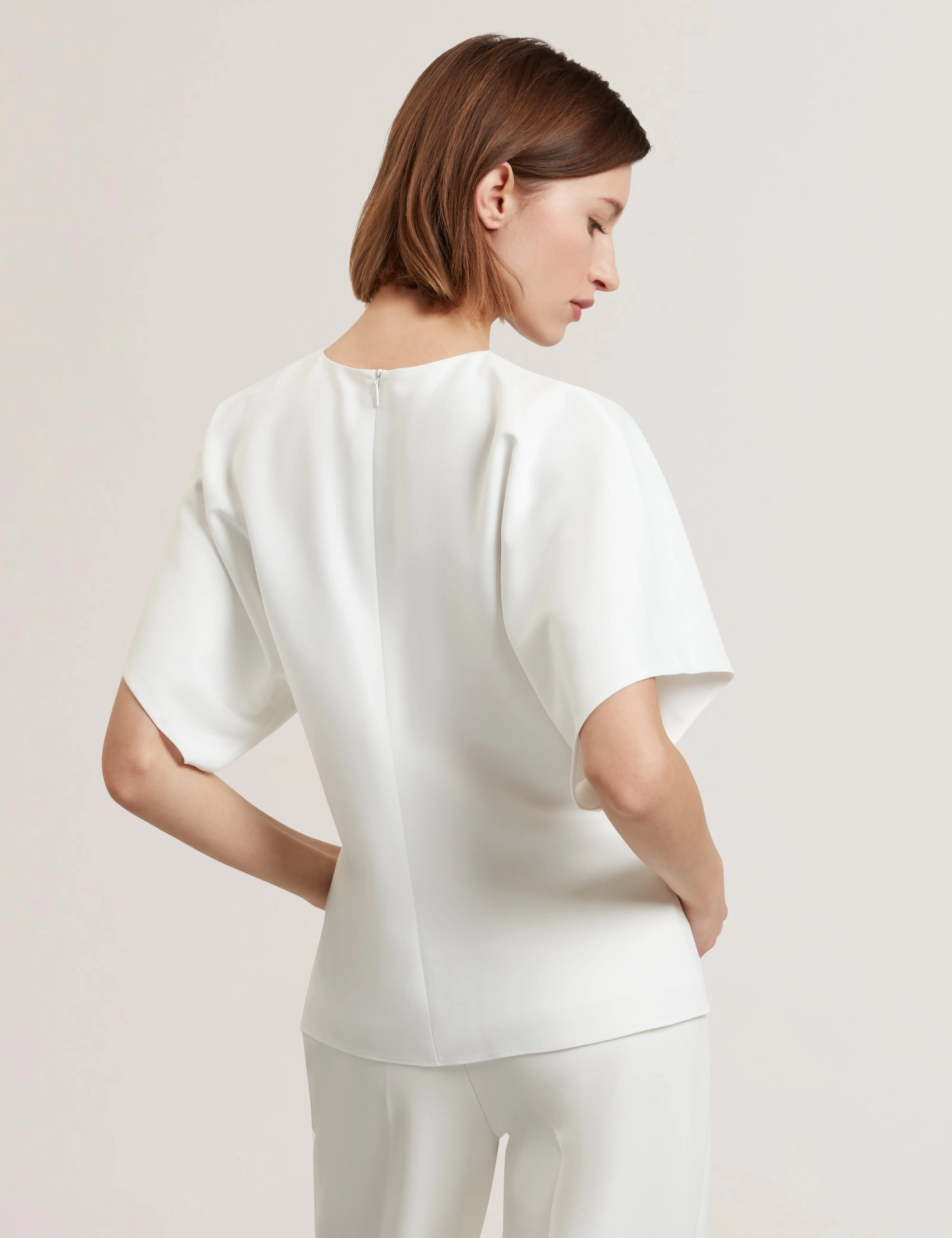 Lahnaa Slouch Sleeve Waisted Top White