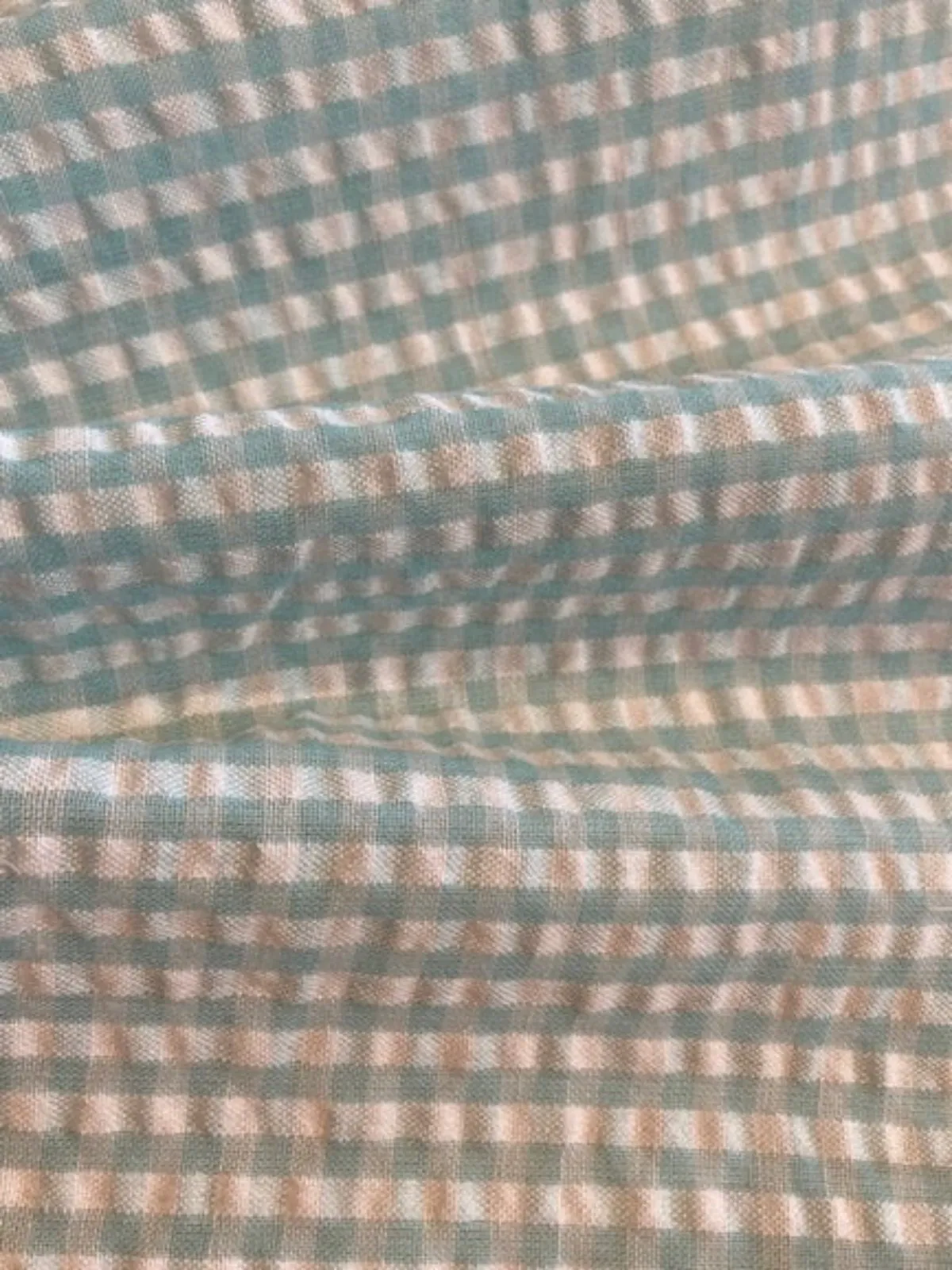 Light Green Seersucker 4mm Gingham Check