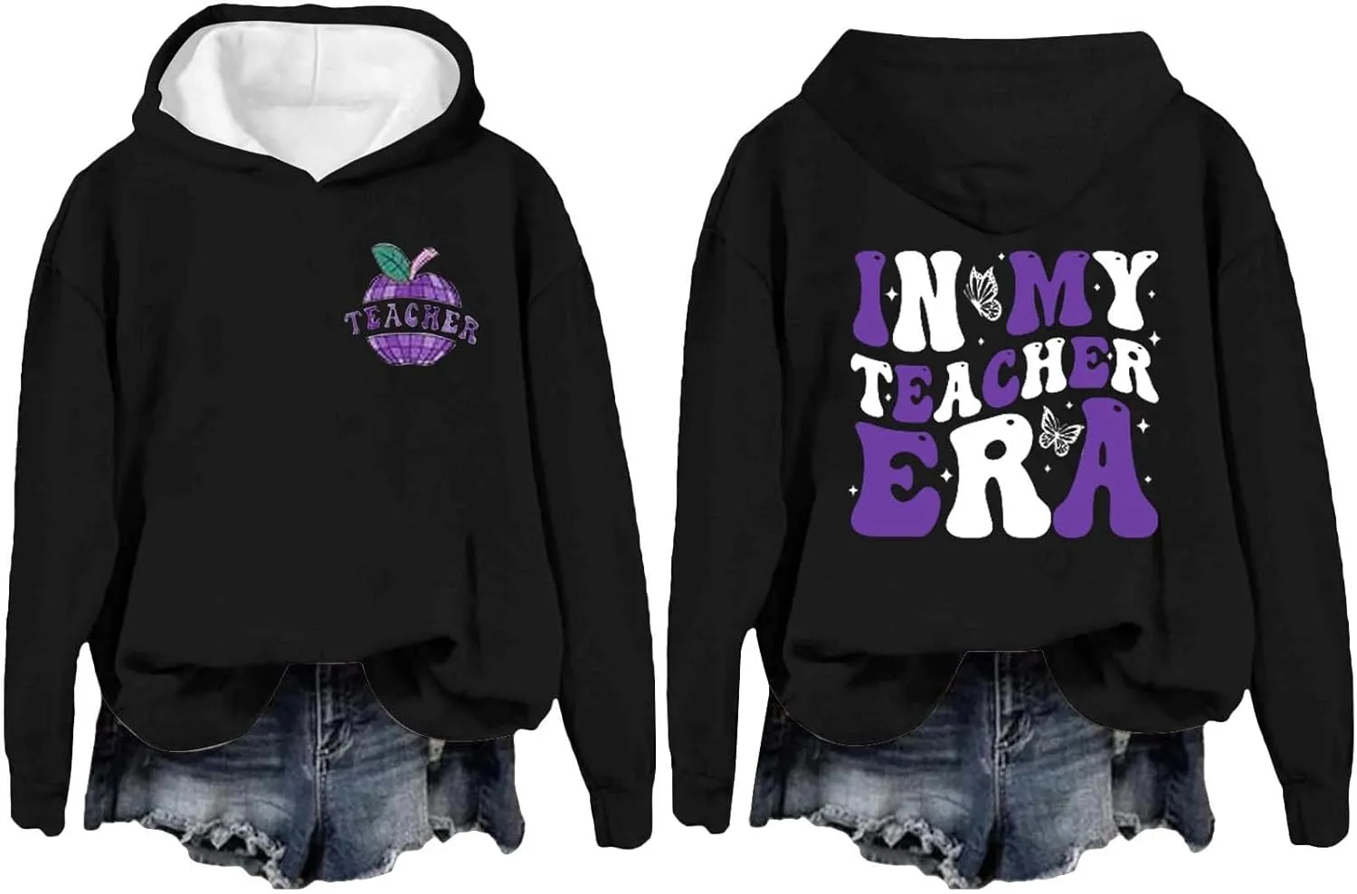 Loose Soft Long Sleeve Pullover Tops Graphic Long Sleeve Sweatshirt Aesthetic Pullover with Pockets 2024 Teacher