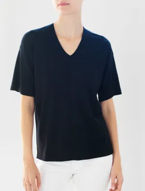 Luxo Knit T V-Neck - Black