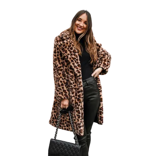 Manteau en fausse fourrure léopard