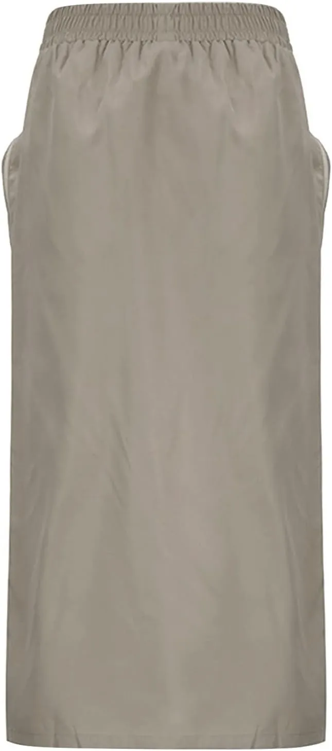 Mini Skirts for Women, Women Long Cargo Skirt Casual Drawstring Elastic Waist Bodycon Short Jean Skirt for Women