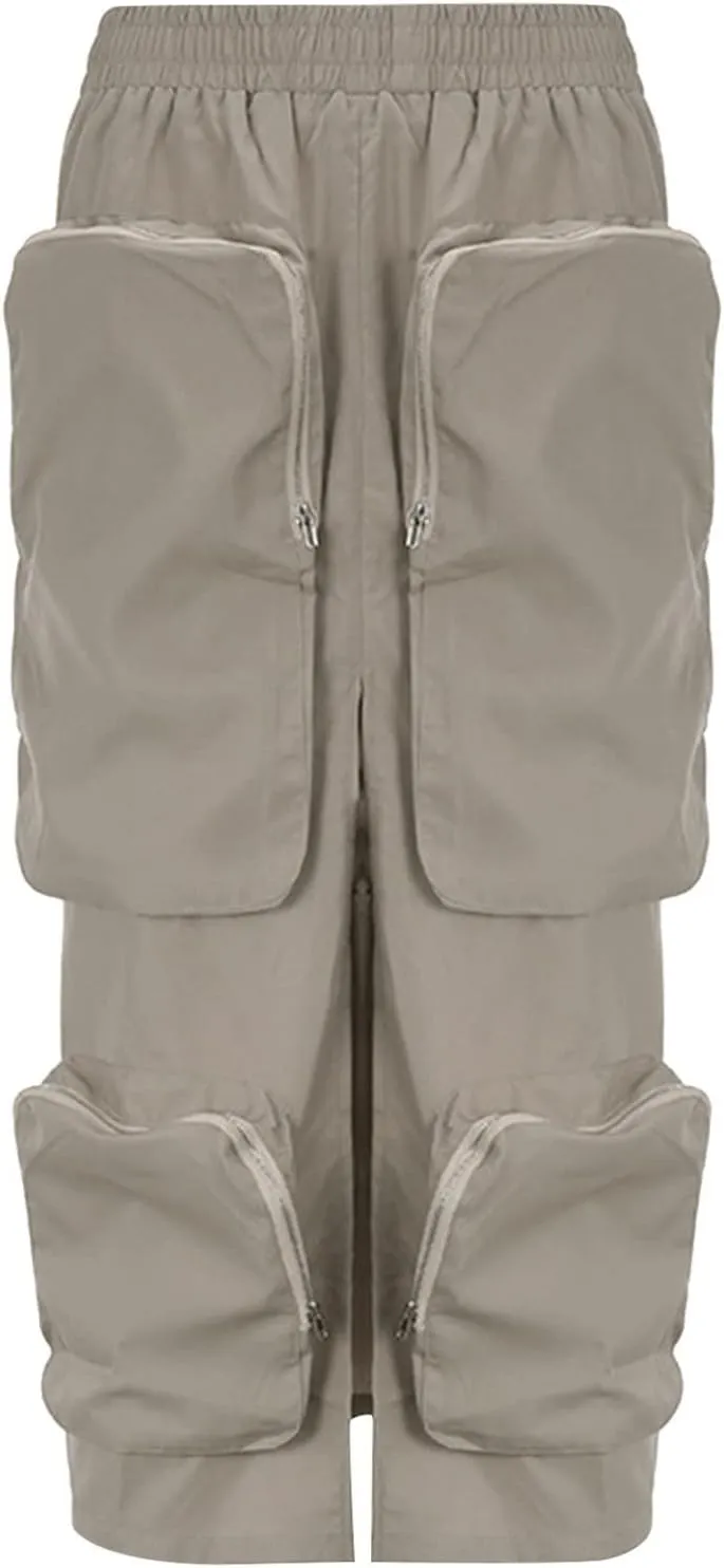 Mini Skirts for Women, Women Long Cargo Skirt Casual Drawstring Elastic Waist Bodycon Short Jean Skirt for Women