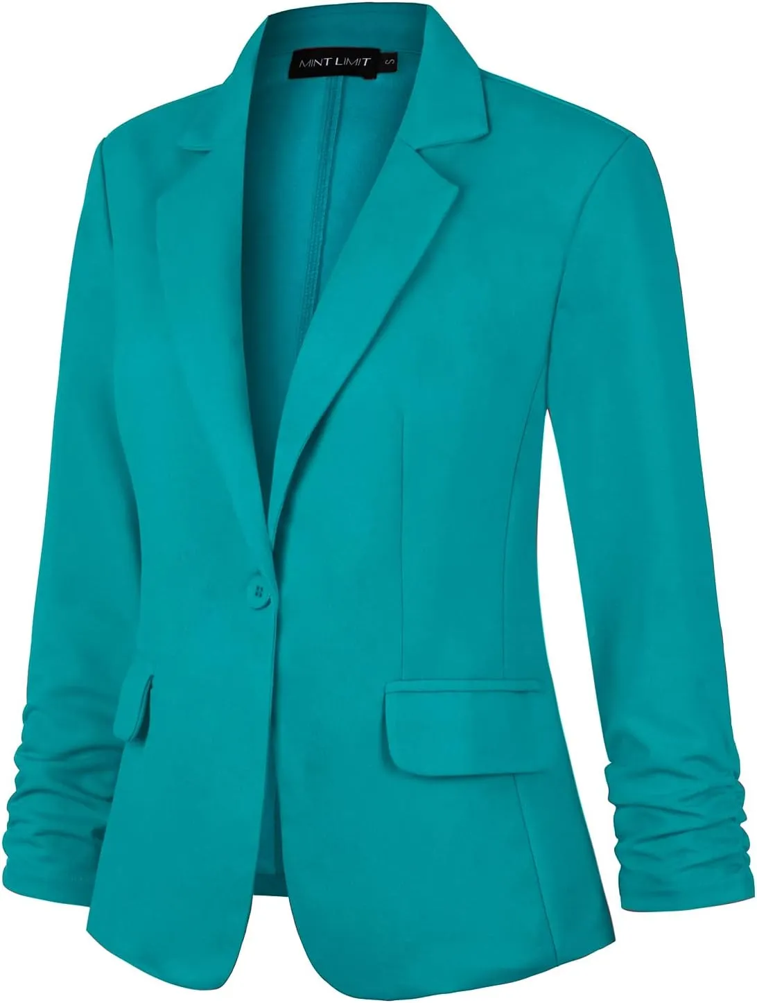 MINTLIMIT Women's 3/4 Sleeve Blazers One Button Work Office Blazer with Pockets