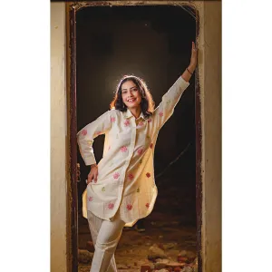 Mushio Nargis Shirt with Floral Hand Embroidery