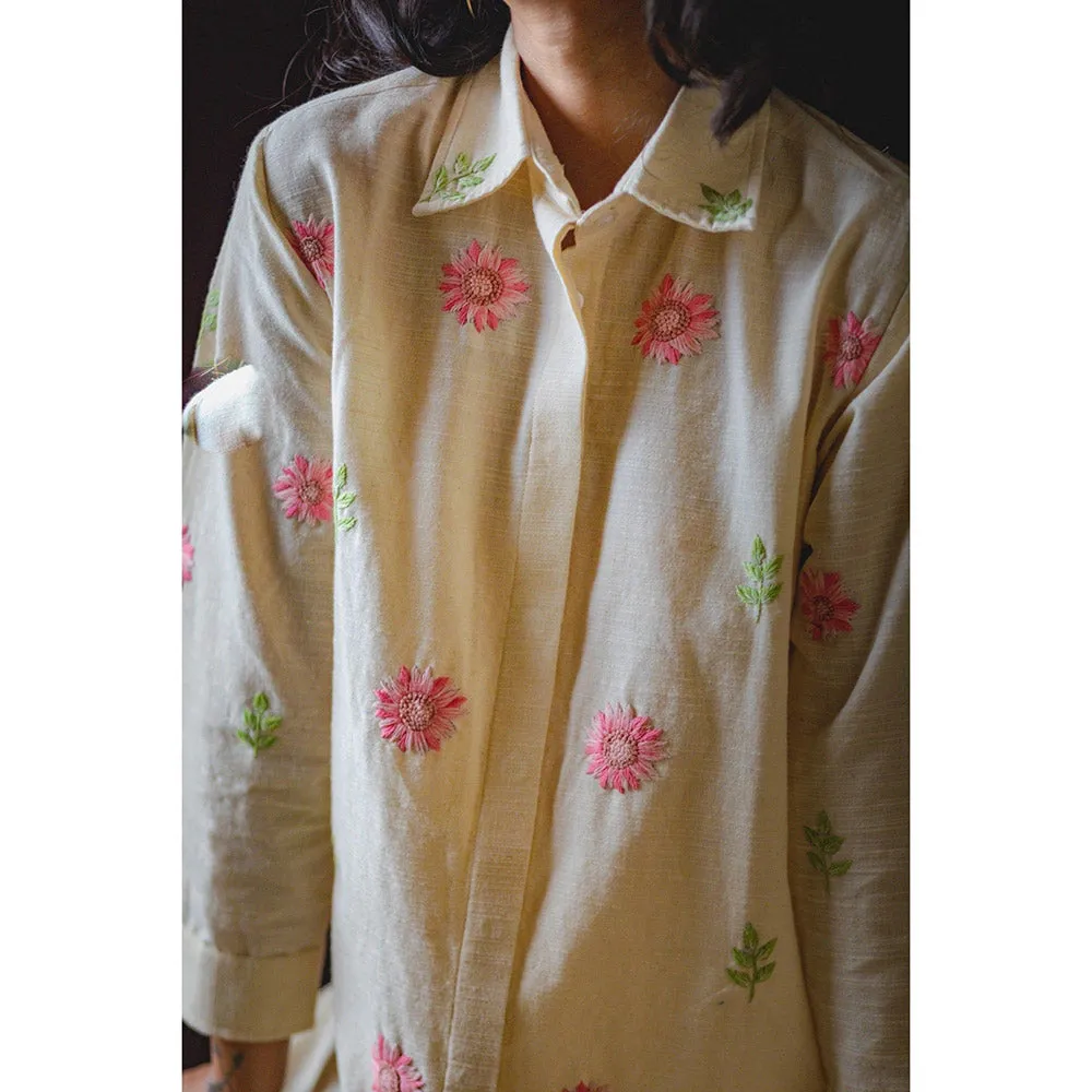 Mushio Nargis Shirt with Floral Hand Embroidery