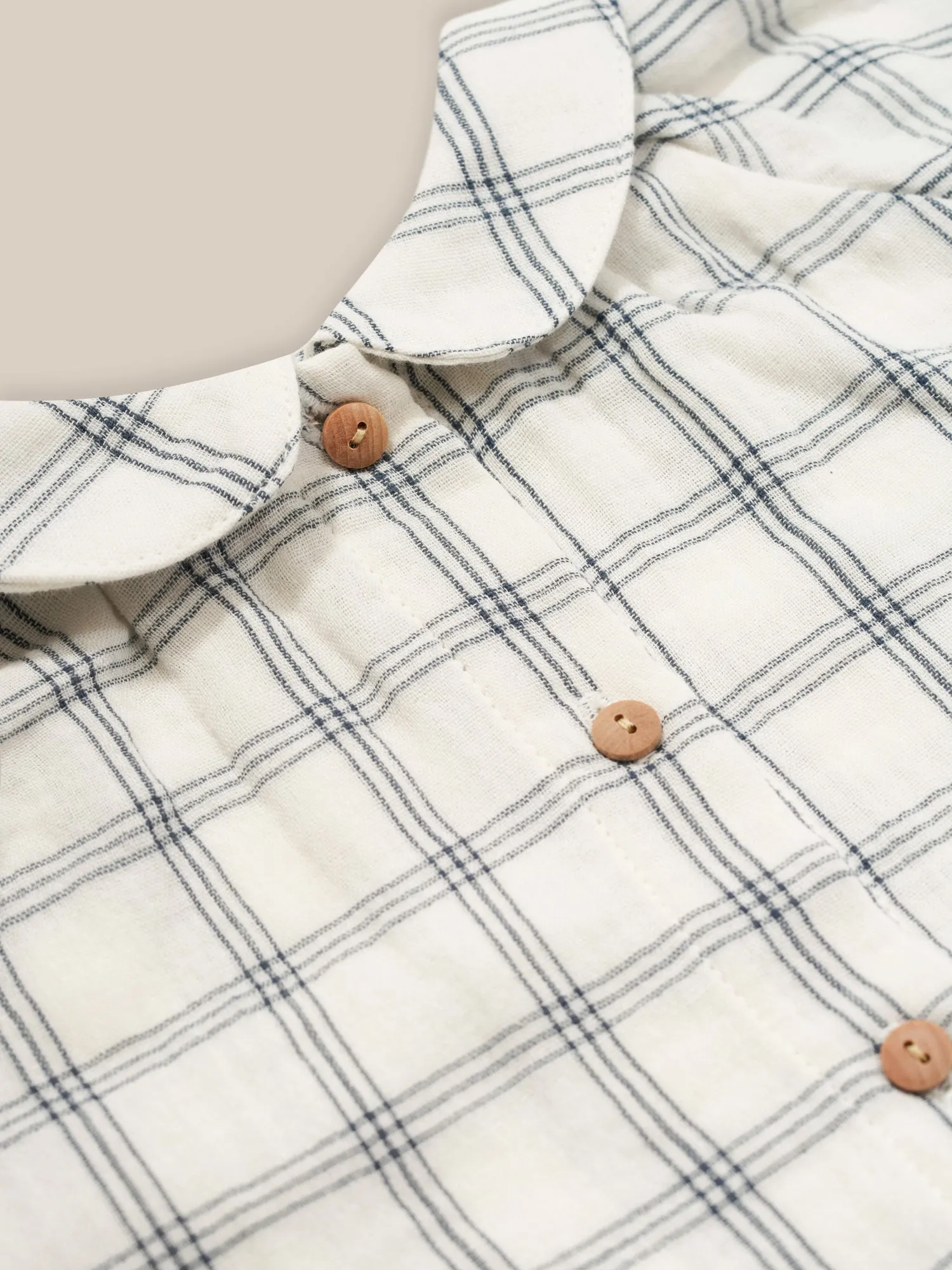 Navy Window Check Collar Dress