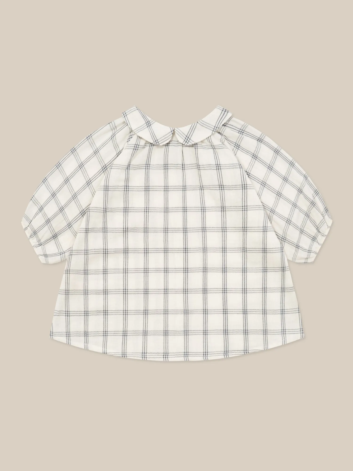 Navy Window Check Collar Dress