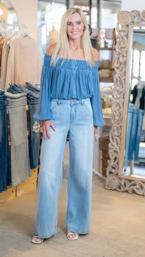 NORI WIDE LEG TROUSER - LIGHT DENIM