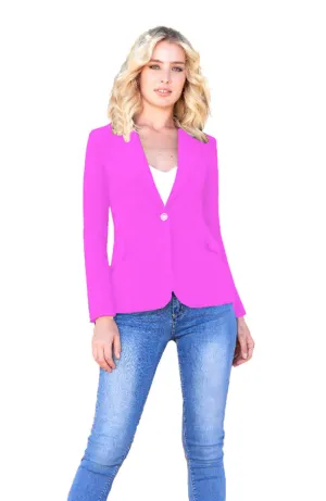 One Button Blazer in Hot Pink