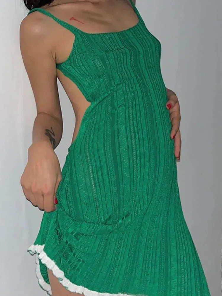 Open Back Stylish Knitwear Mini Dress