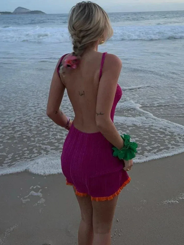 Open Back Stylish Knitwear Mini Dress
