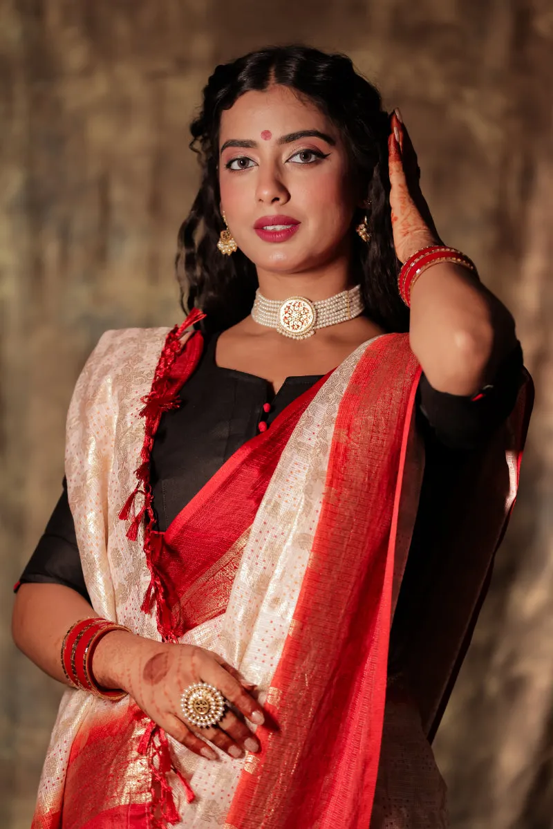 Oshur Badh - Black Durga Handpainted Blouse