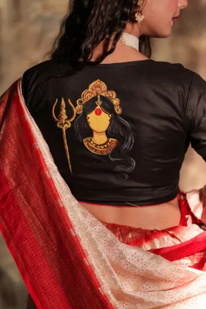 Oshur Badh - Black Durga Handpainted Blouse