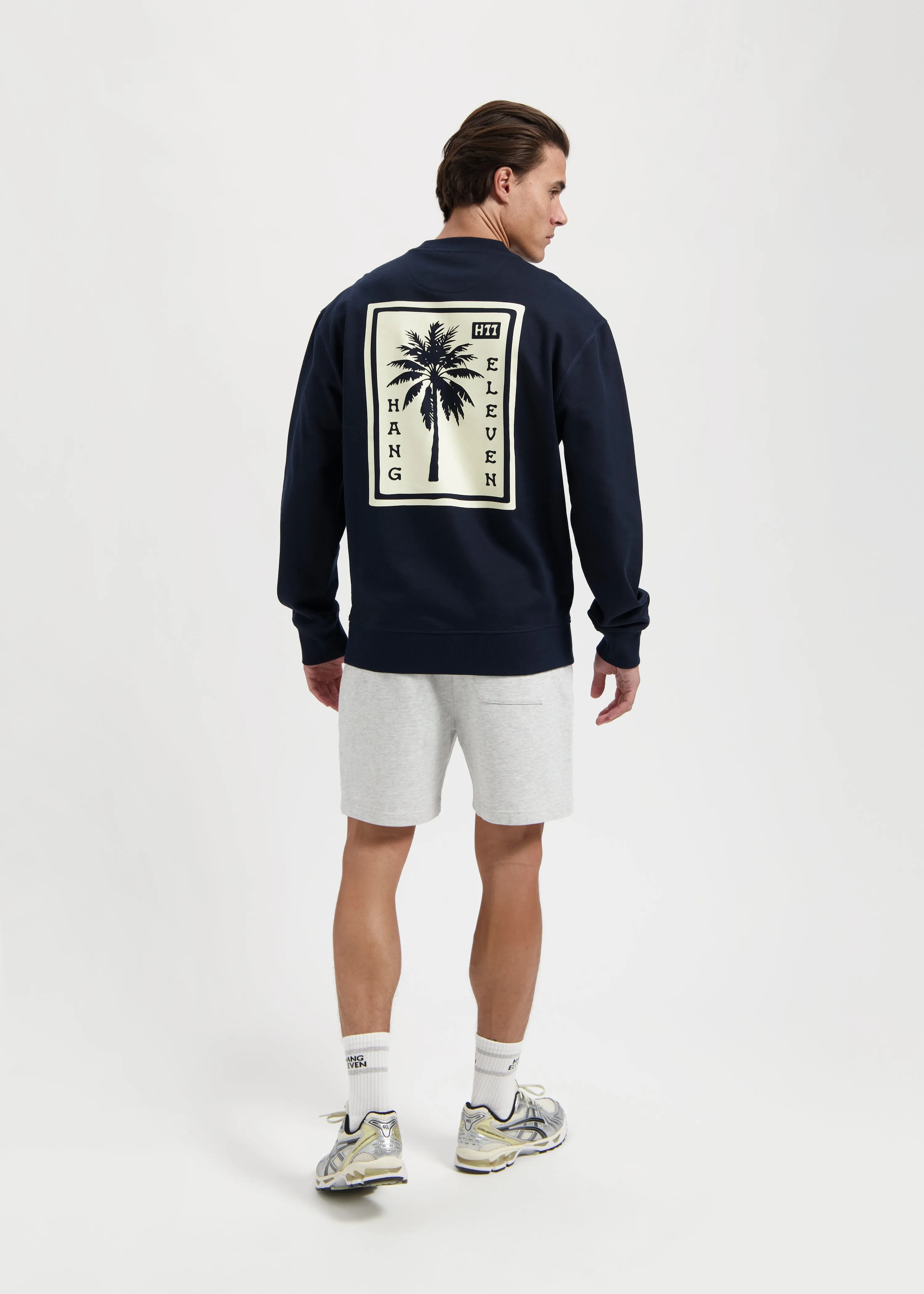 Palm Square Crewneck - Navy Blue
