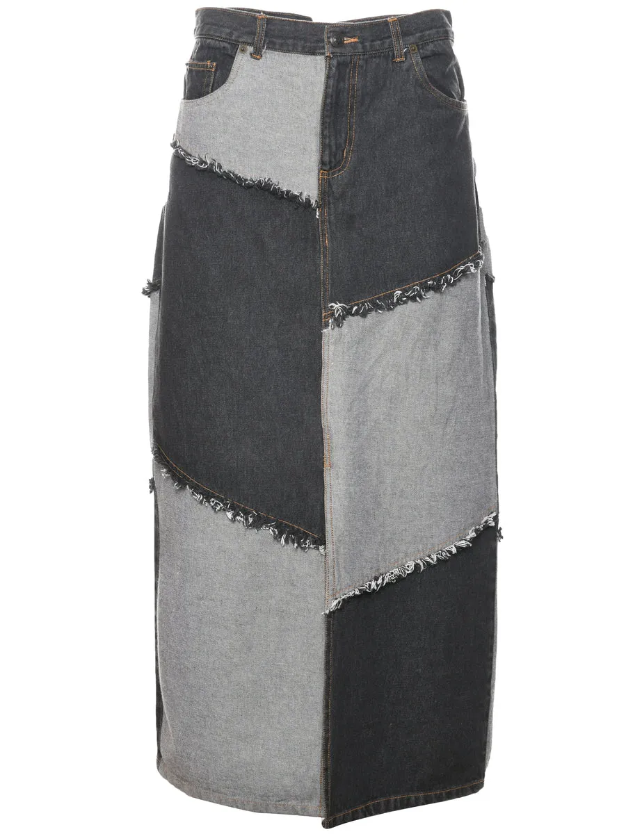 Patchwork Denim Skirt - M