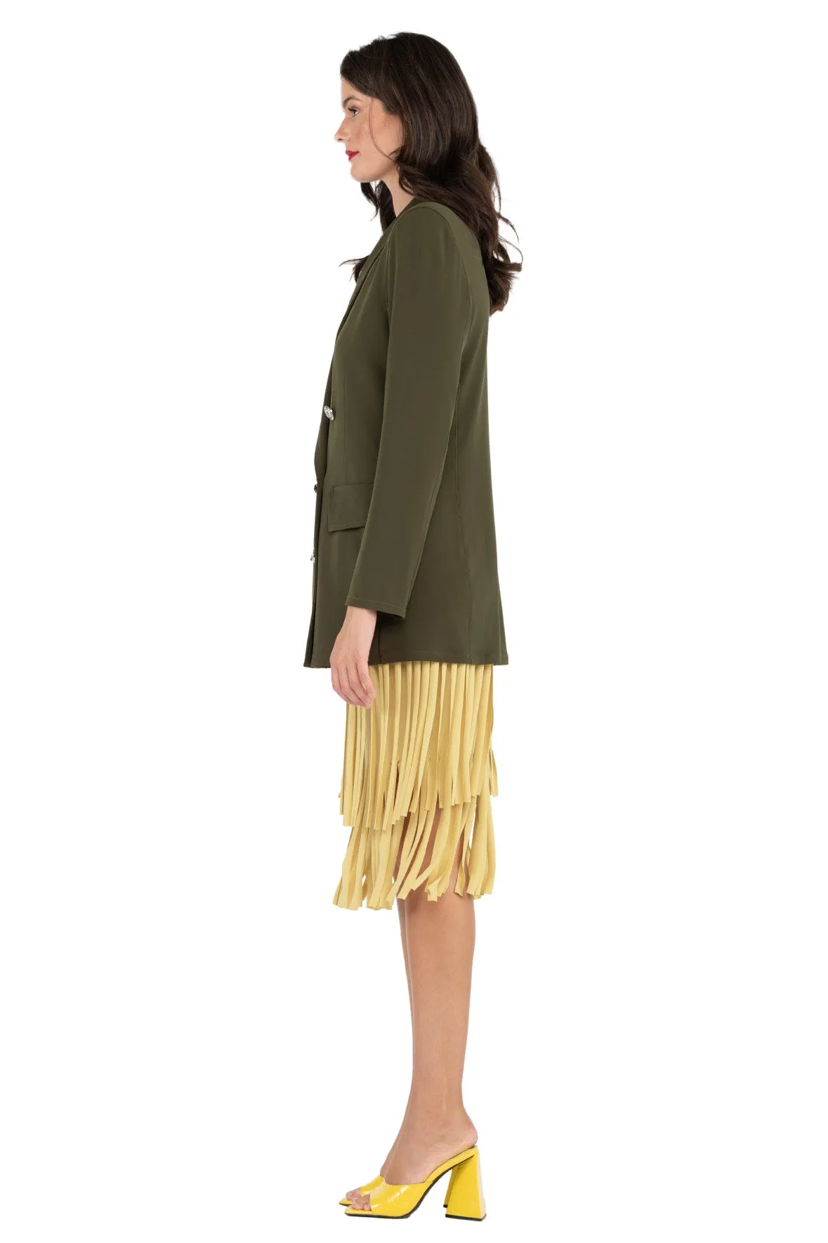Peaked Lapel Double Breasted Jacket