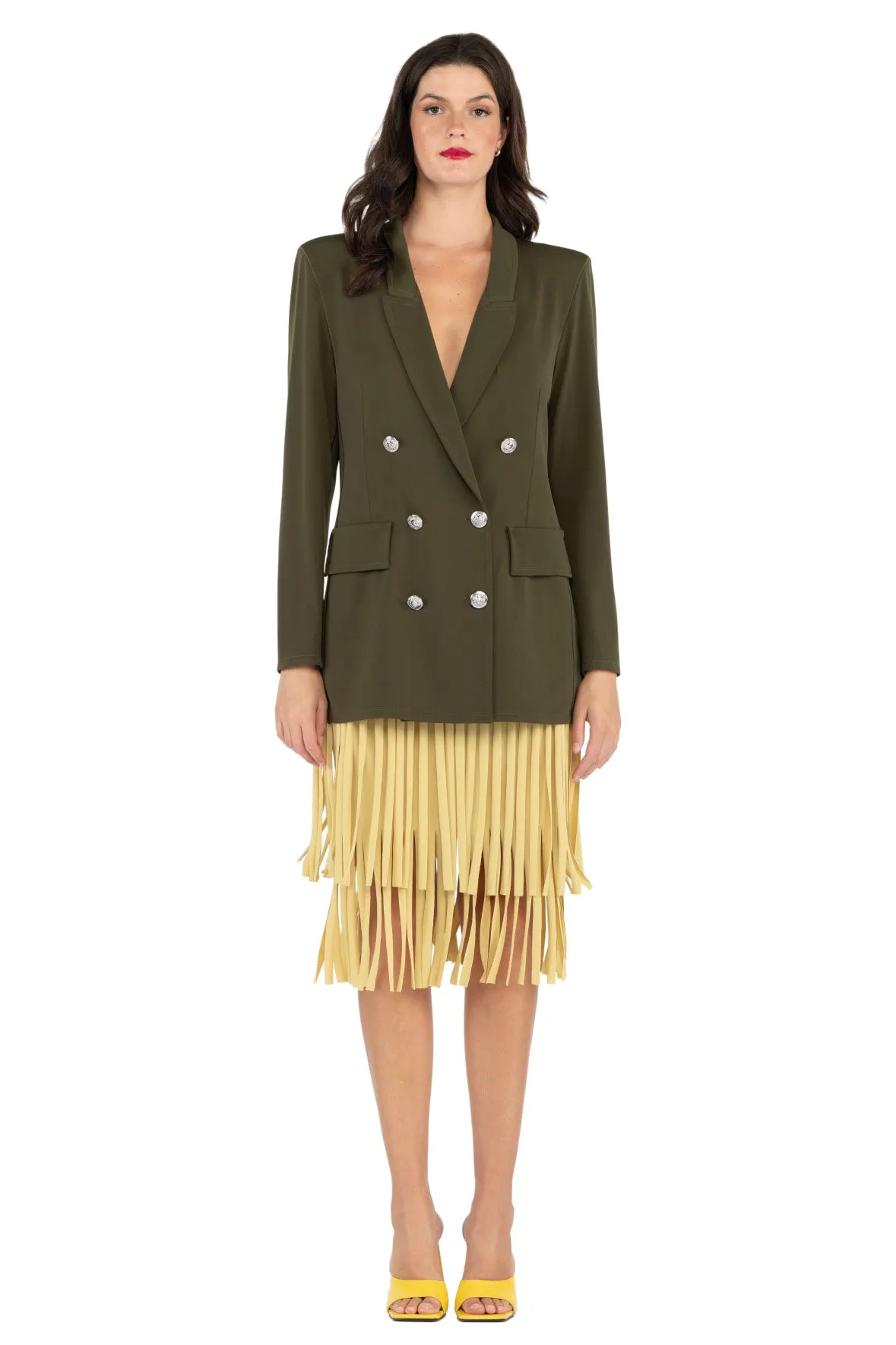 Peaked Lapel Double Breasted Jacket