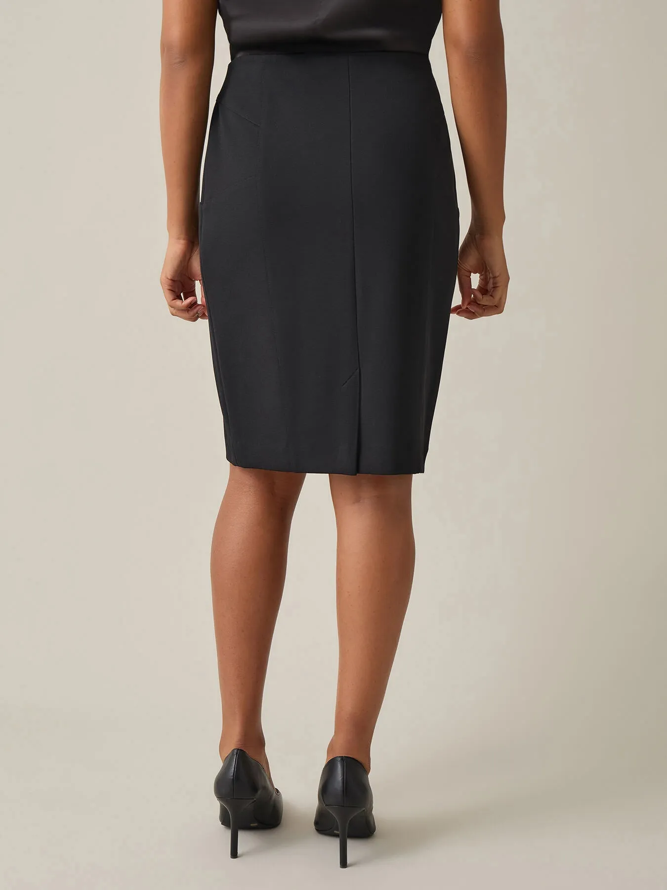 Plus Pull-On Knee-Length Skirt, Black