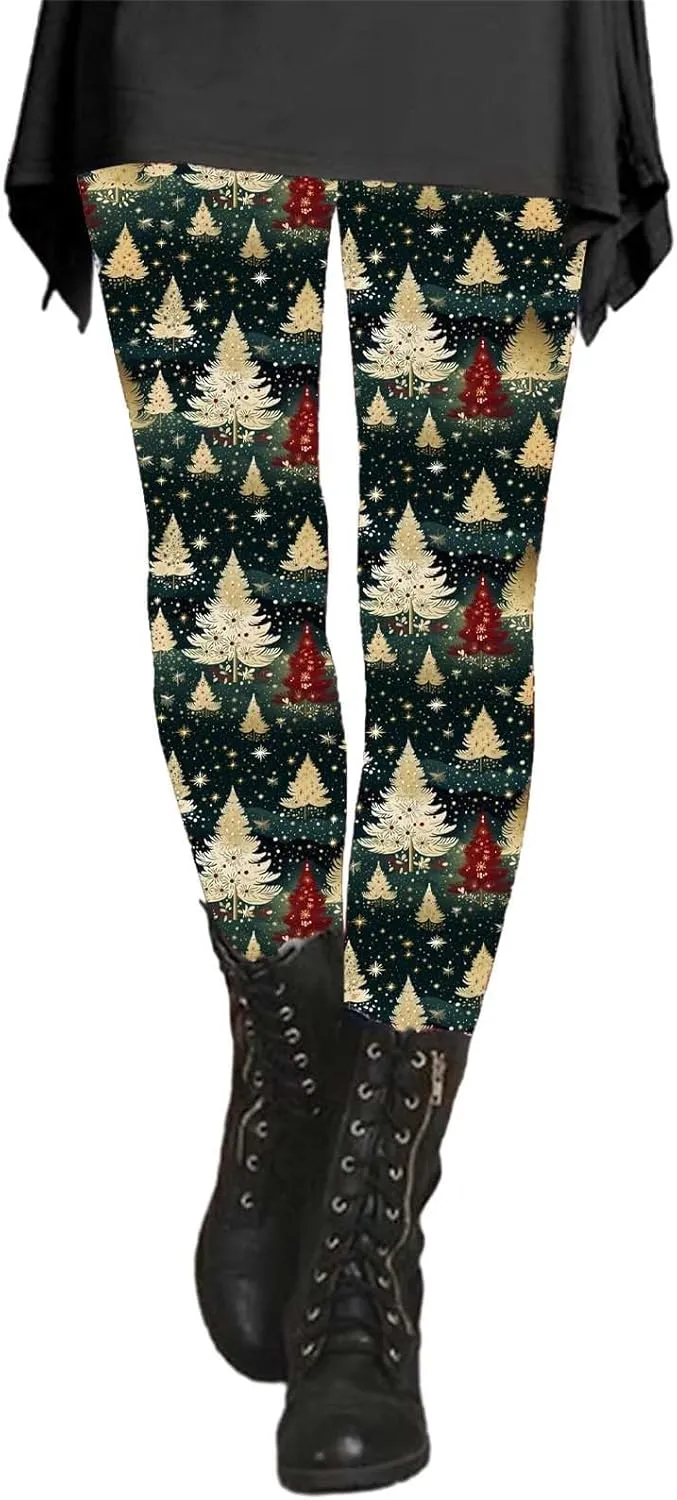 Plus Size Leggings Length Fashion Soft Daily Vacation Deep Green Gray Green All Seasons Warm Leggings for Women