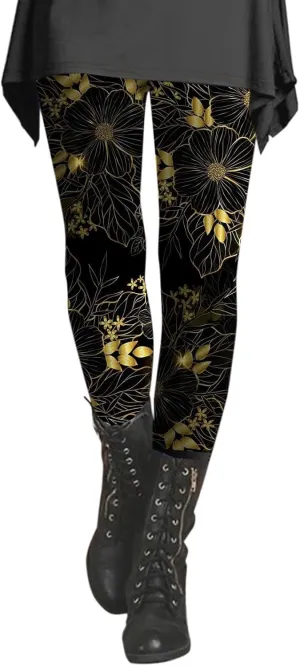 Plus Size Leggings Length Fashion Soft Daily Vacation Deep Green Gray Green All Seasons Warm Leggings for Women