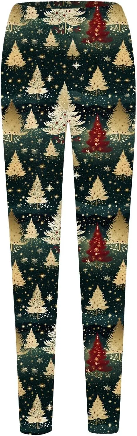 Plus Size Leggings Length Fashion Soft Daily Vacation Deep Green Gray Green All Seasons Warm Leggings for Women