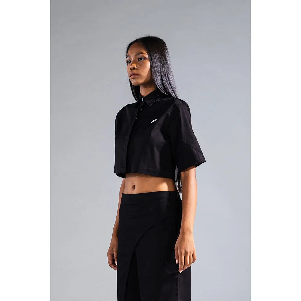PRIMAL GRAY Black Organic Cotton Cropped Shirt