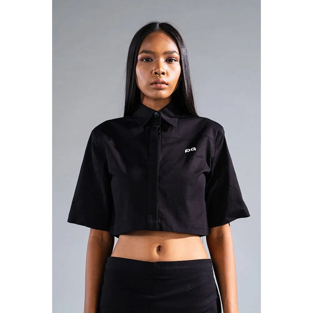 PRIMAL GRAY Black Organic Cotton Cropped Shirt