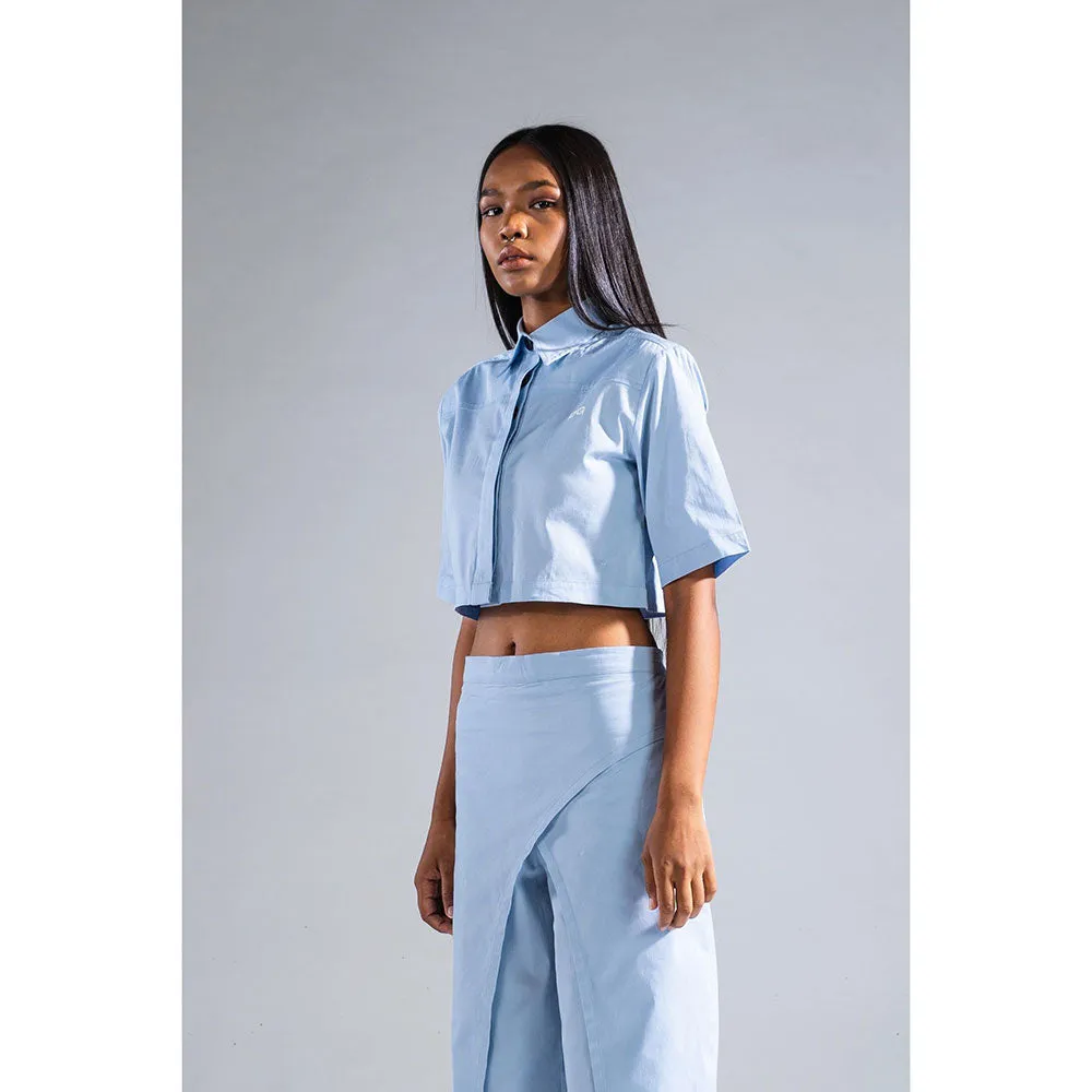 PRIMAL GRAY Blue Organic Cotton Cropped Shirt