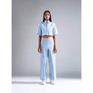 PRIMAL GRAY Blue Organic Cotton Cropped Shirt