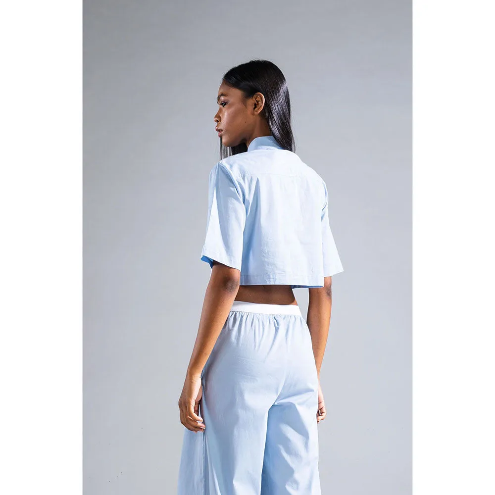 PRIMAL GRAY Blue Organic Cotton Cropped Shirt
