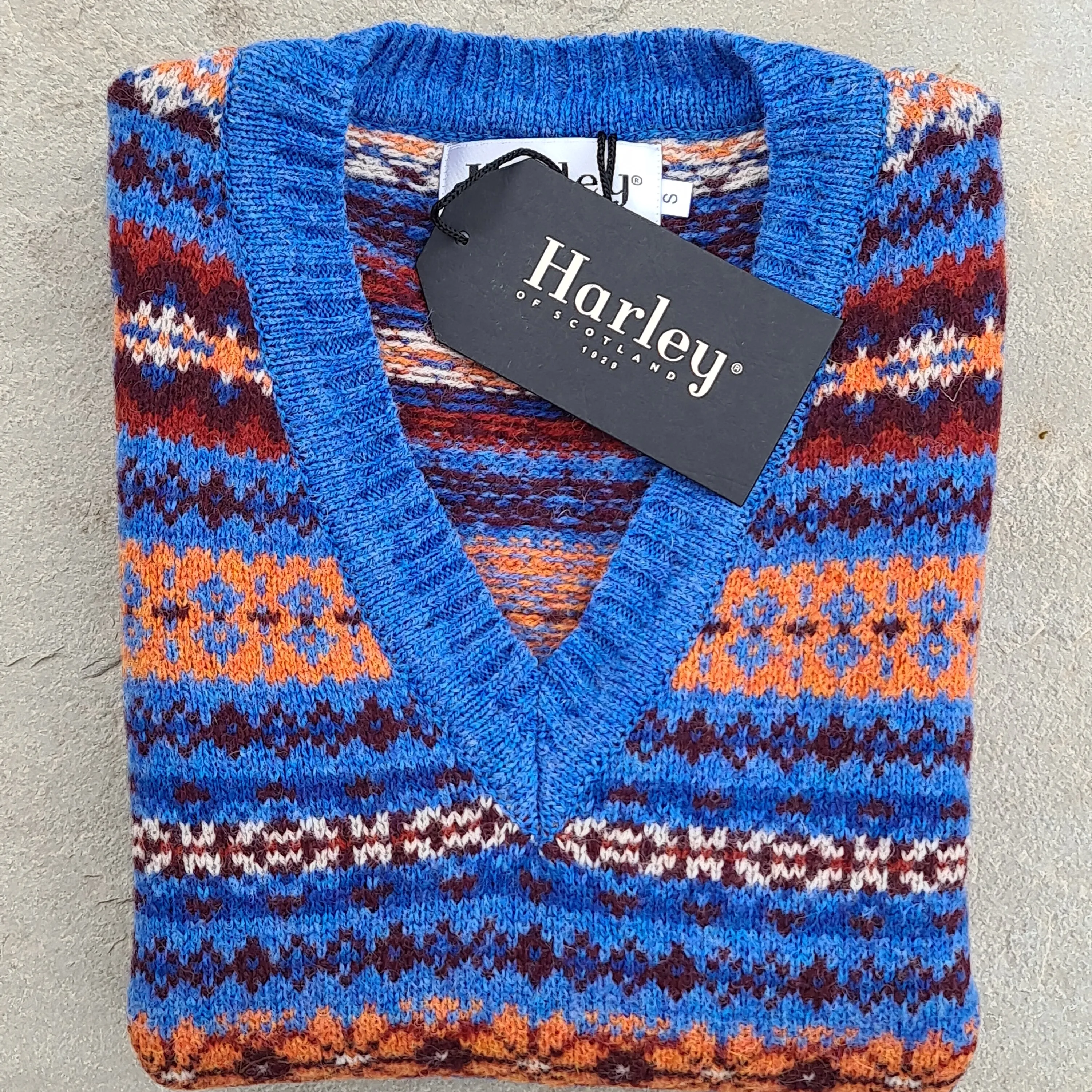 SALE New Harley Of Scotland All Over Fair Isle Tank Top In Blue Toon