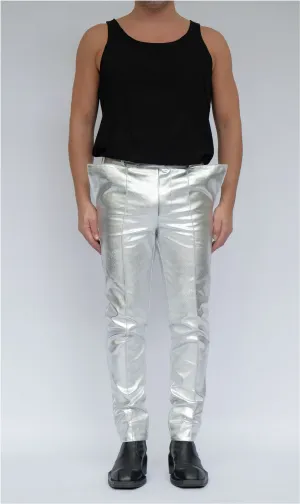 Silver Canvas Slim Trousers