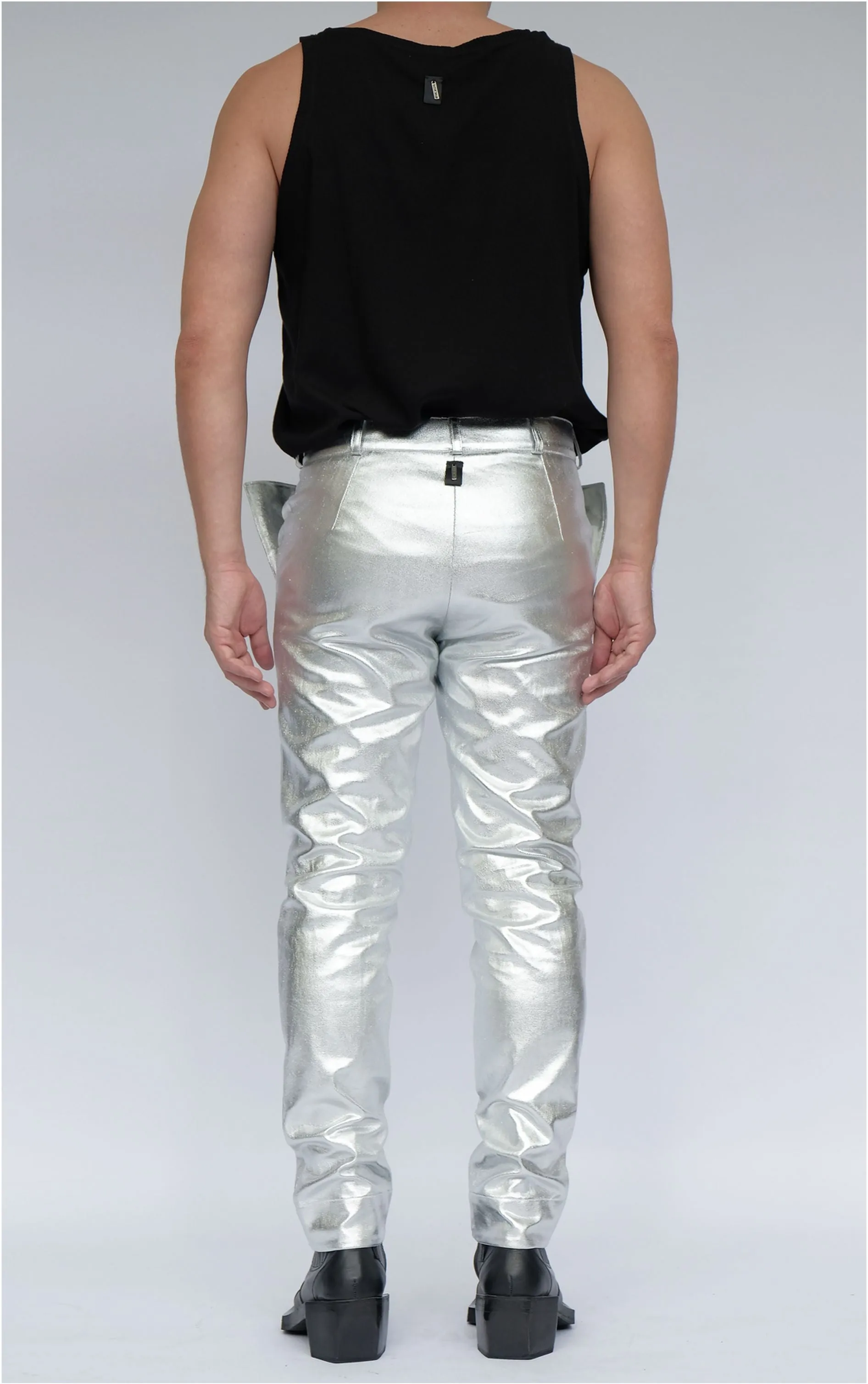 Silver Canvas Slim Trousers
