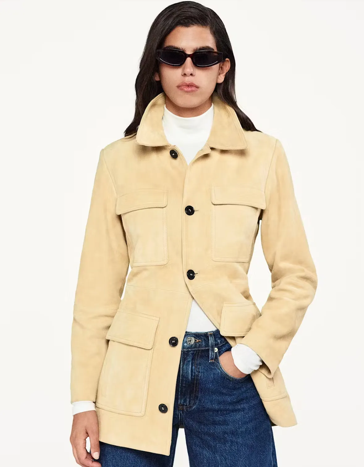 Suede Safari Jacket | Sand