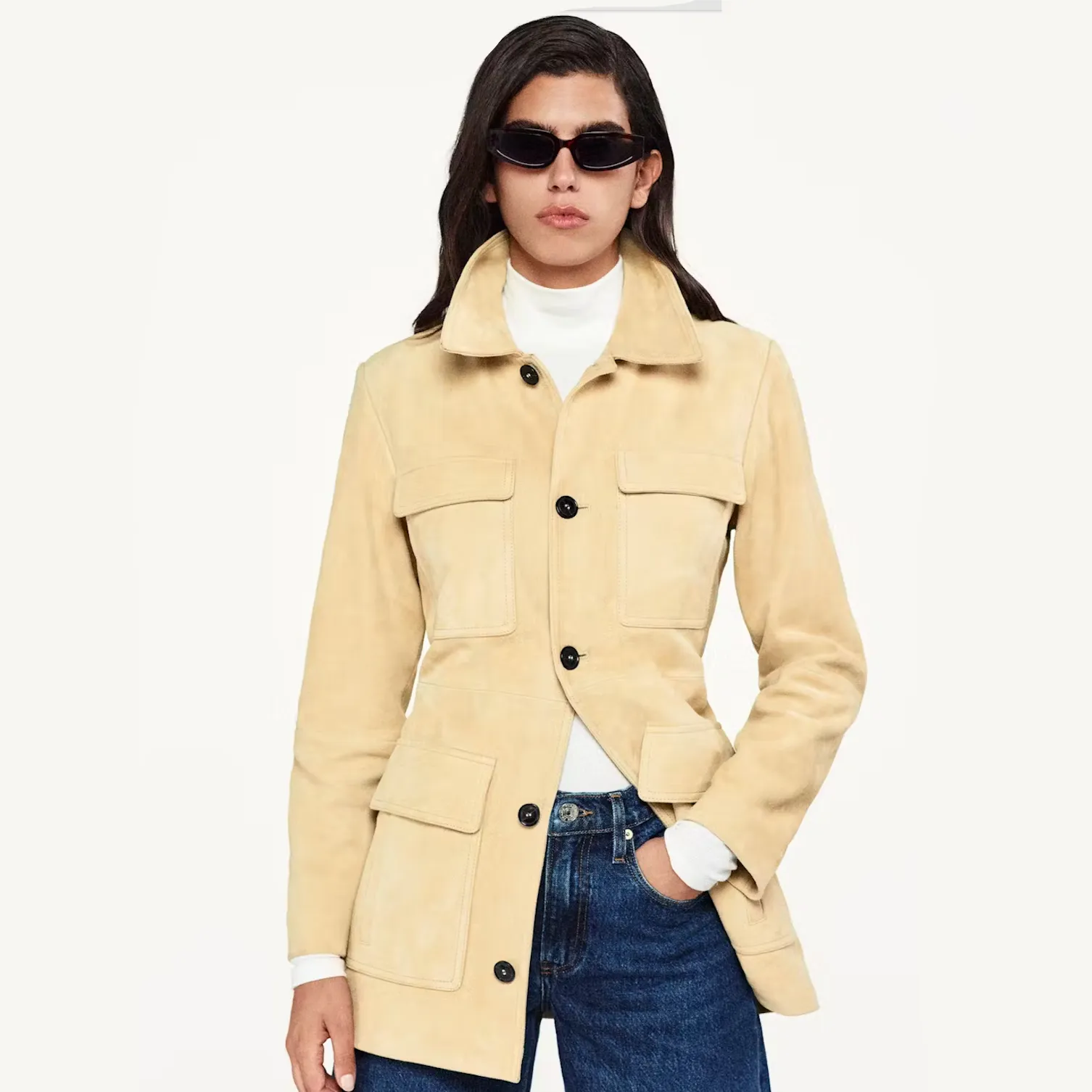Suede Safari Jacket | Sand