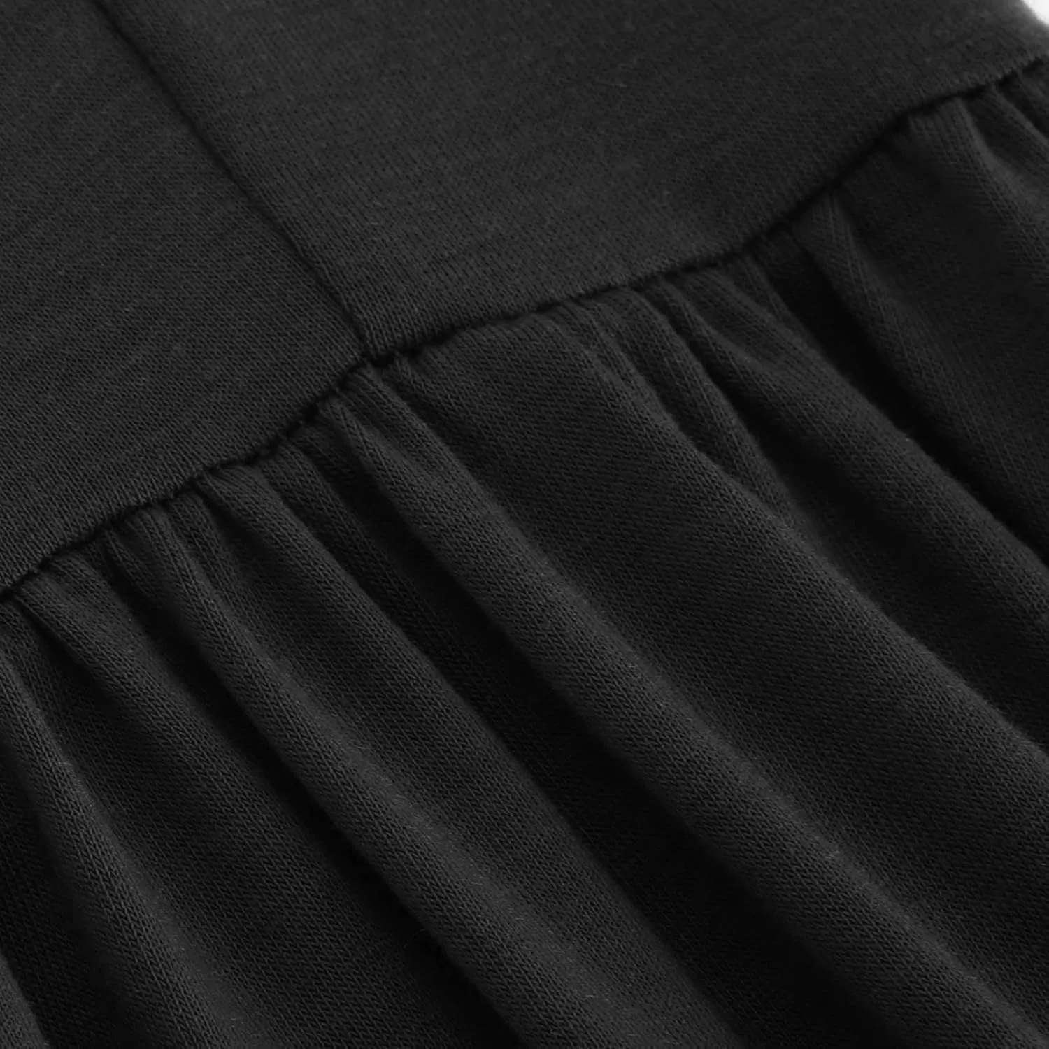 Summer Dresses for Women 2025 Short Sleeve Crewneck Dress with Pockets Ruffle Hem Dress Flowy Tiered Maxi Beach Dress