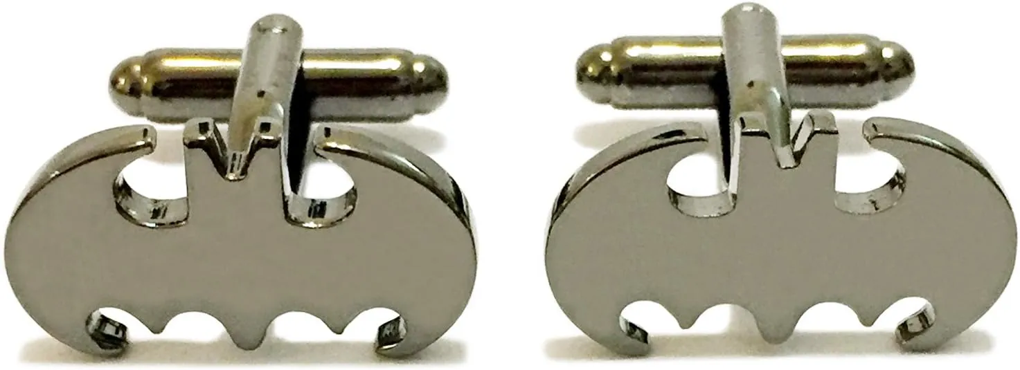 Super Hero Collection black Bat Mens Classic Formal Occasions Cufflinks and Tie Clip Bar Set
