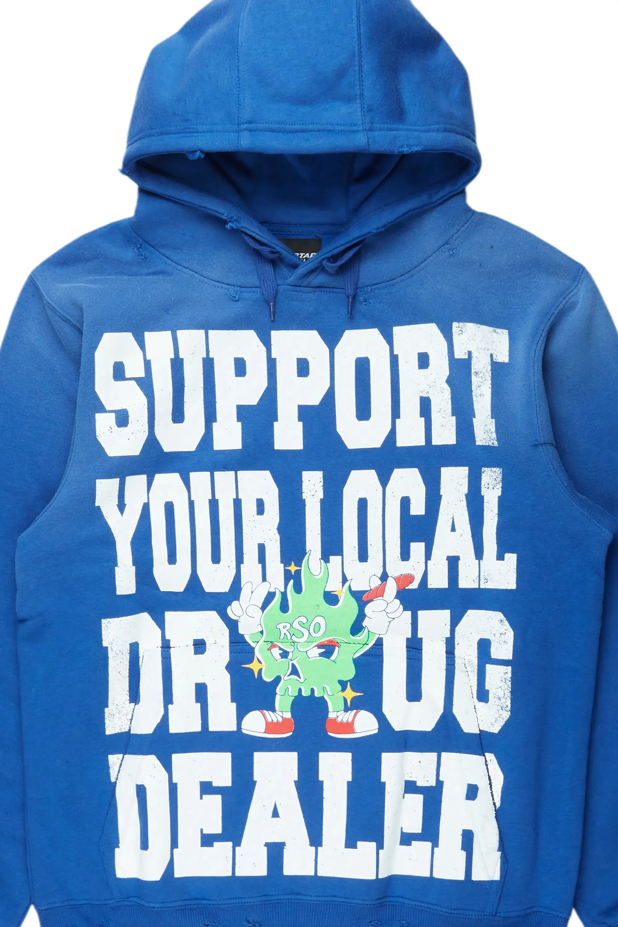 Tarl Royal Blue Distressed Graphic Hoodie