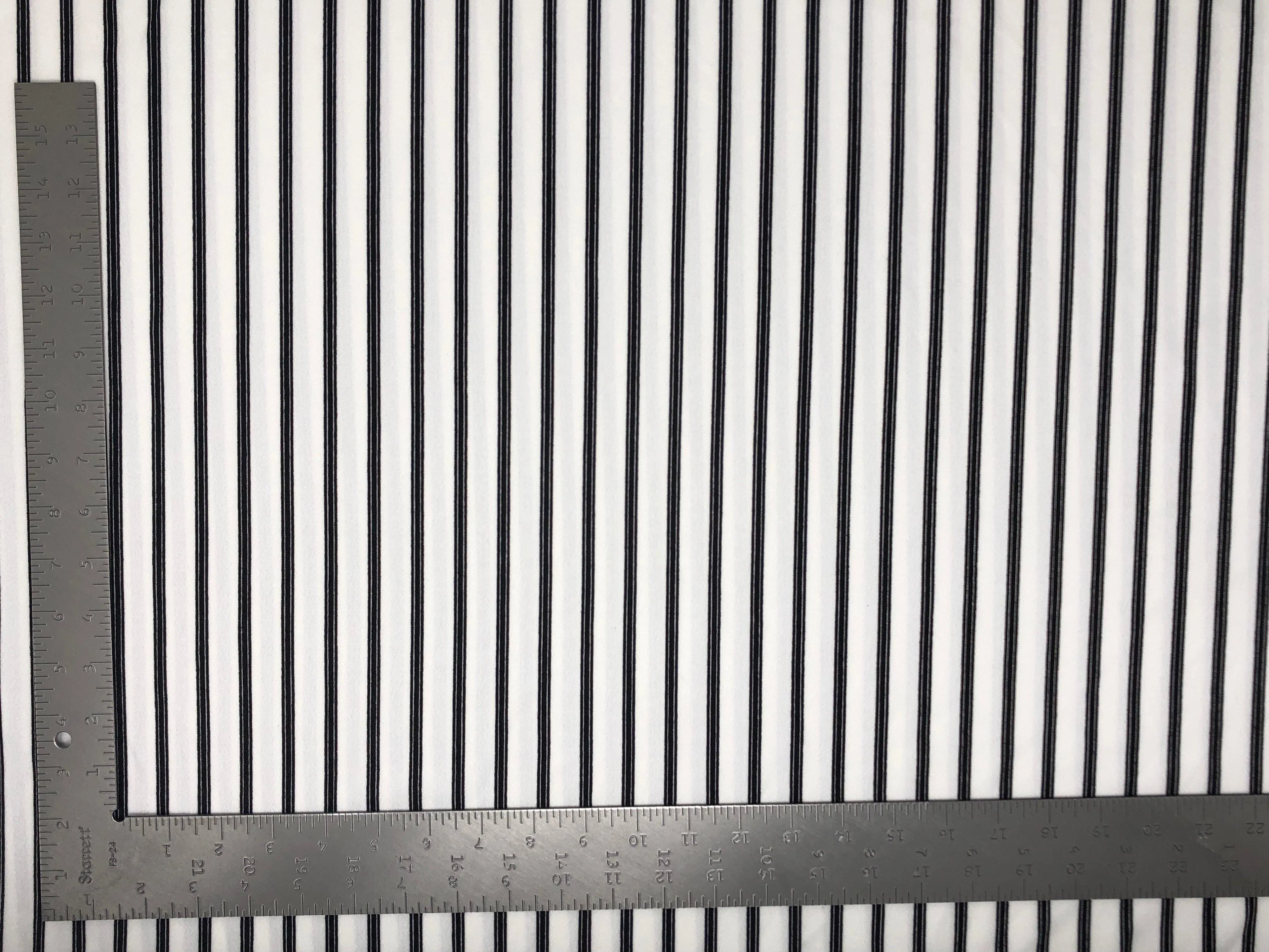 Techno Crepe Knit Vertical Triple Stripes Print Fabric