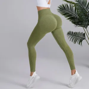 TikTok  Leggings Sand wash seamless yoga pants High waisted peach hip lift fitness pants Women's running wash scrub tight sweatpants