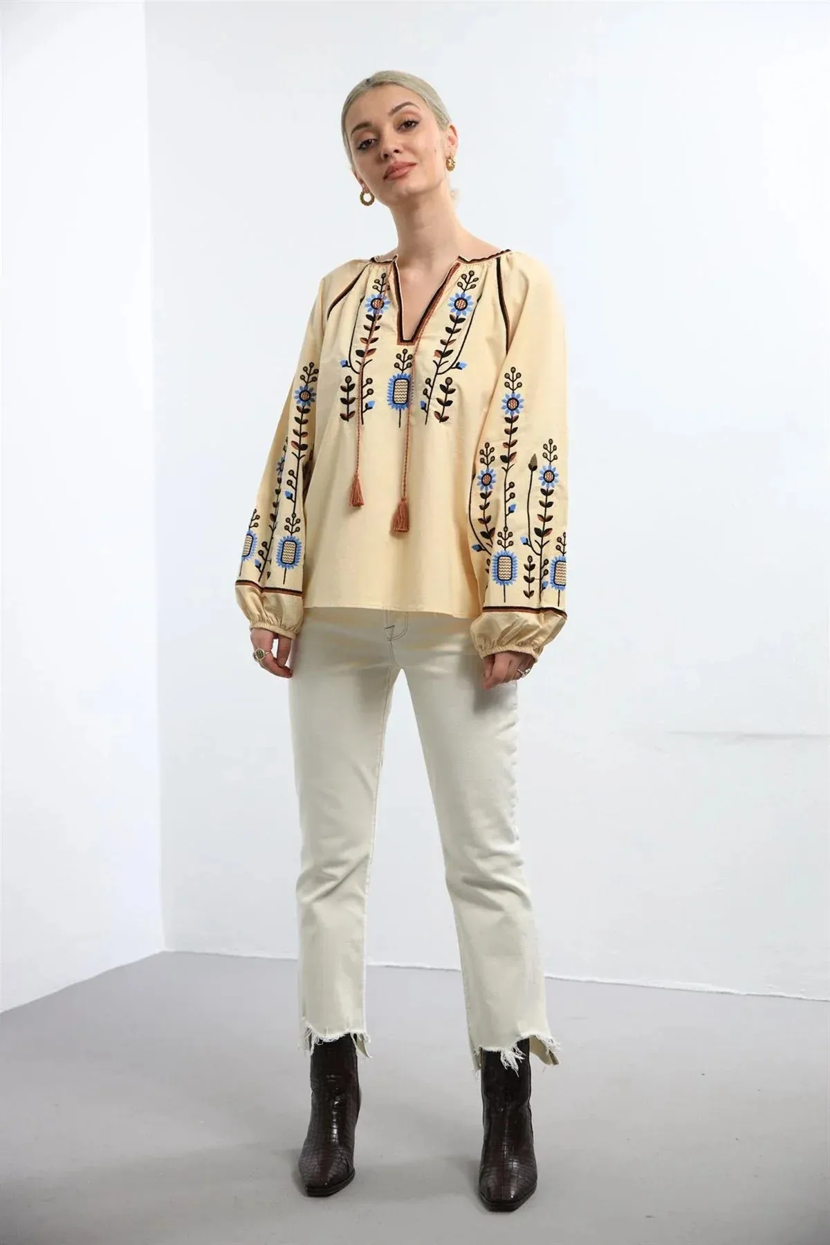 Traditional Embroidered Cotton Blouse