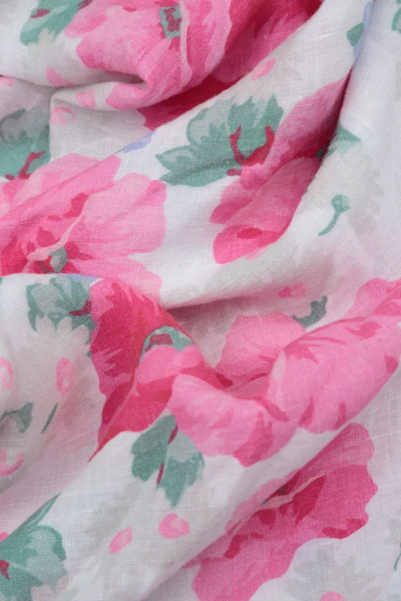 V-Neck Peony Blossom Linen Blouse