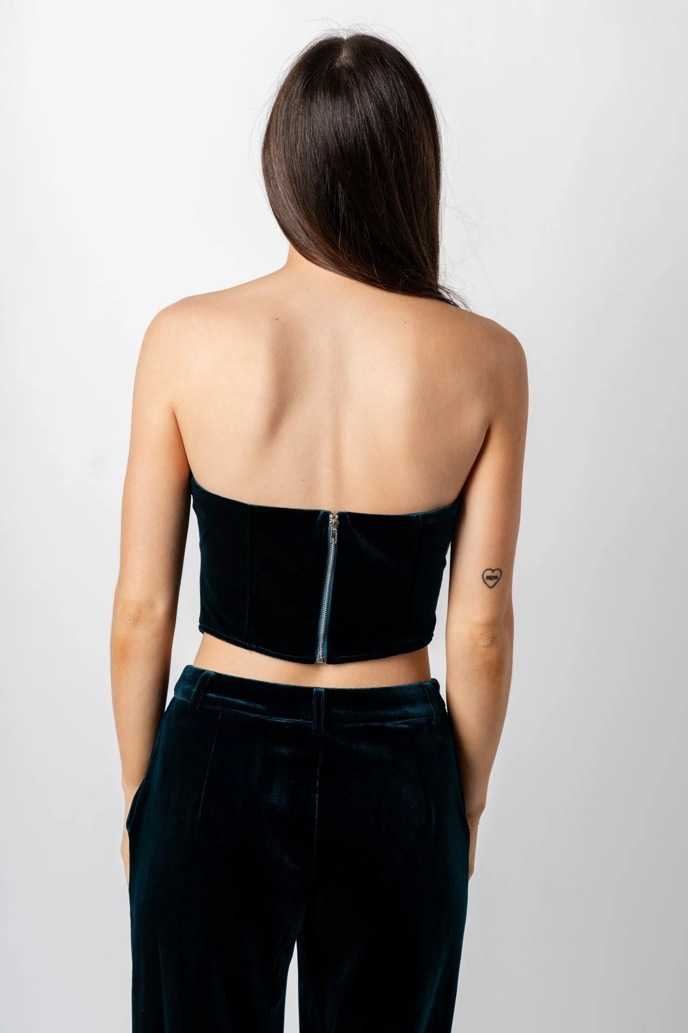 Velvet bustier top green