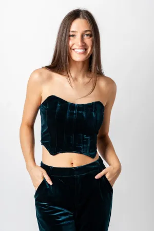 Velvet bustier top green
