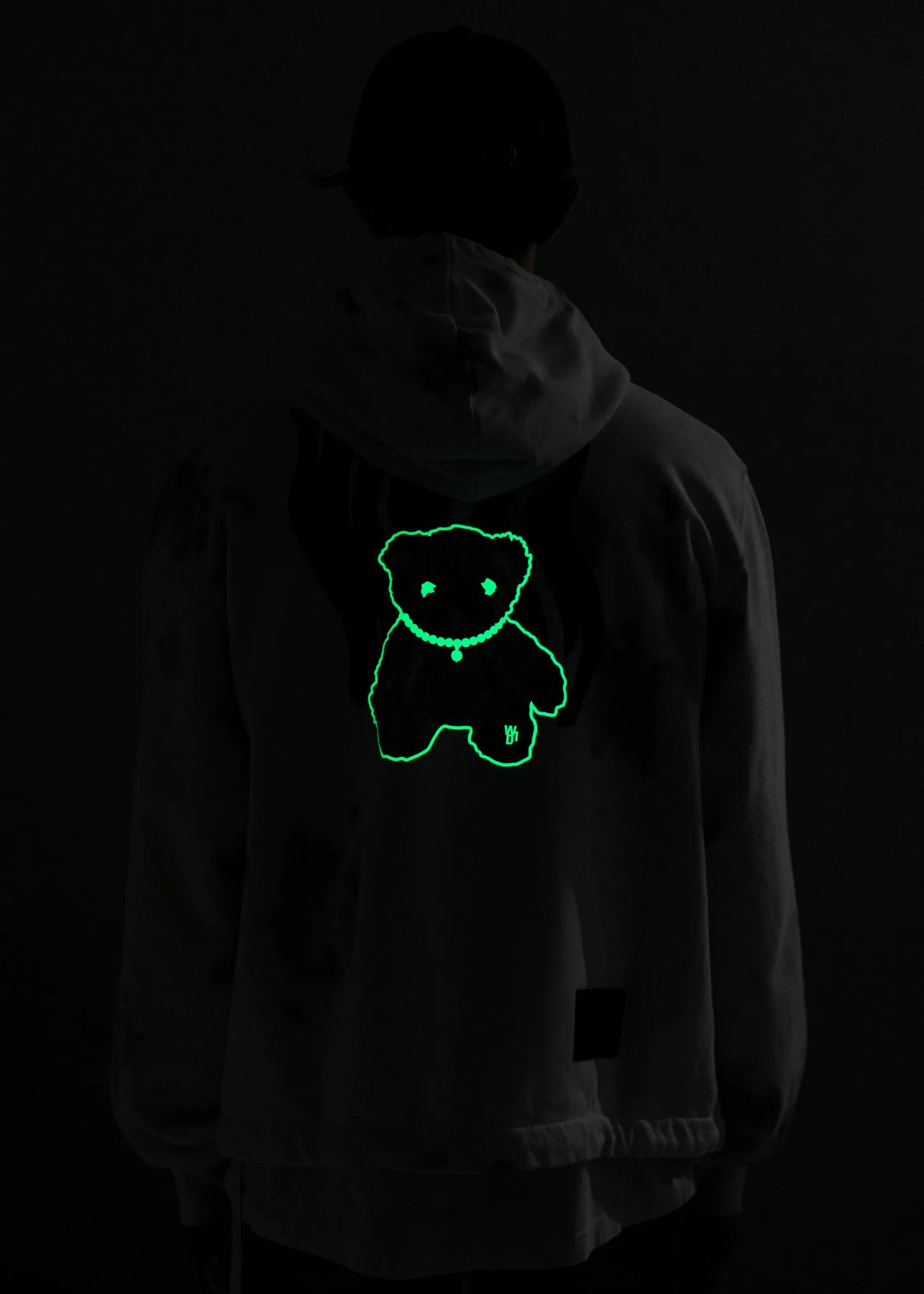 White Glow In The Dark Teddy Zip-Up Hoodie