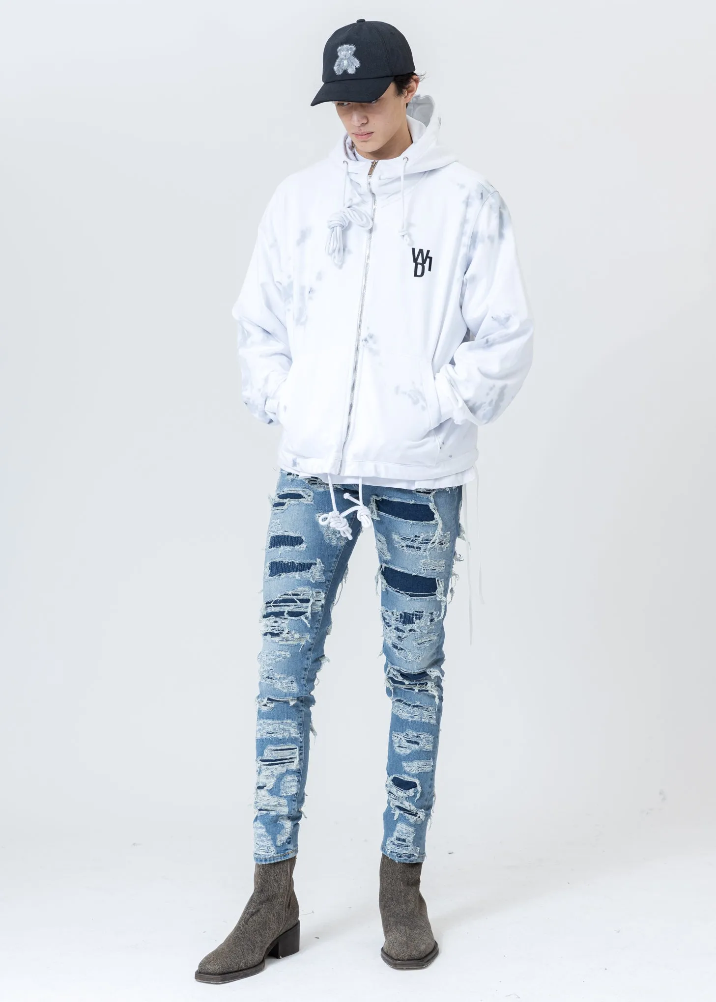 White Glow In The Dark Teddy Zip-Up Hoodie