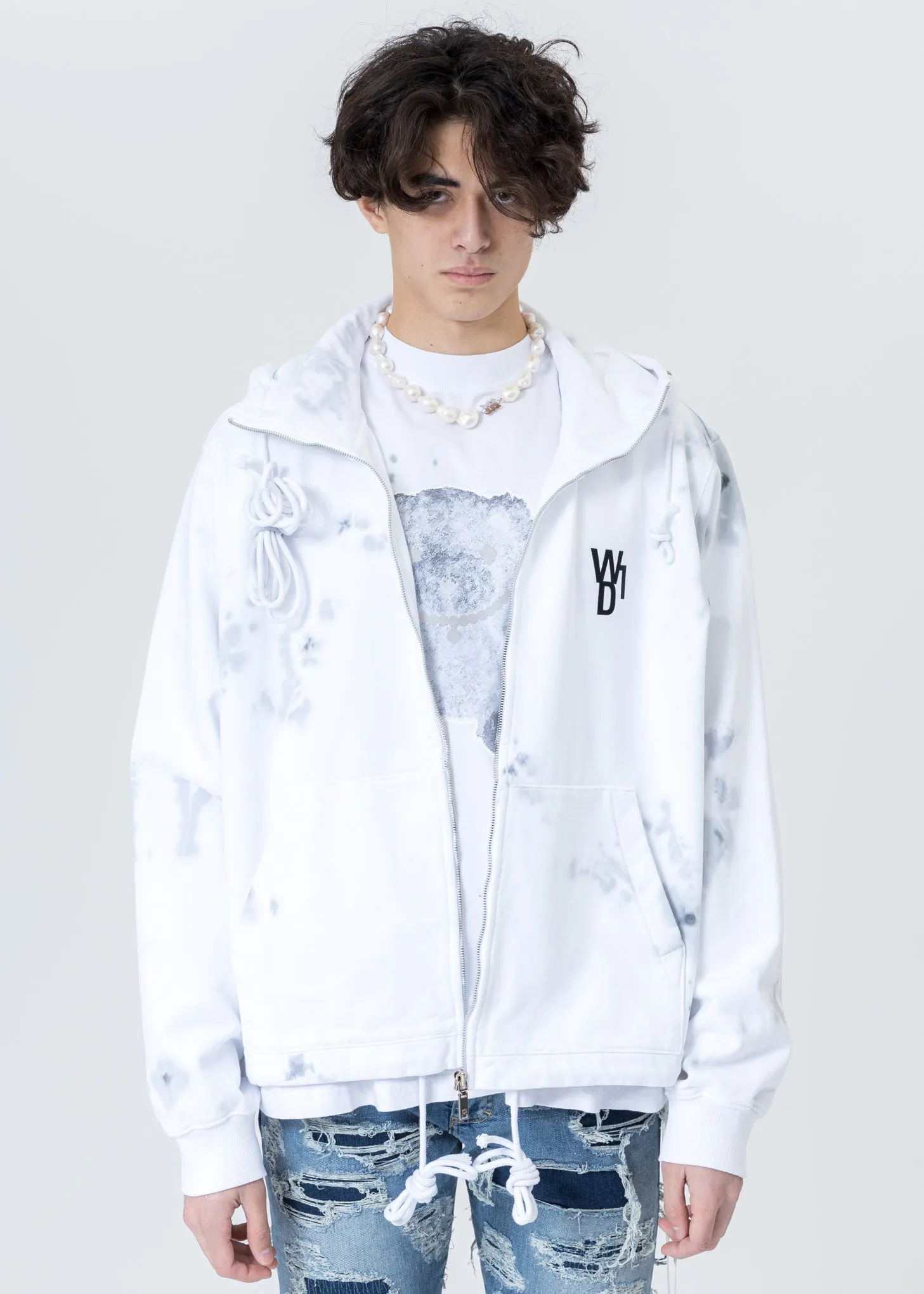 White Glow In The Dark Teddy Zip-Up Hoodie